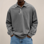 Mens Long Sleeve Polo Shirt Relaxed Fit Smart Casual Essential - Nalani - UK Fashion Clothing and Decor