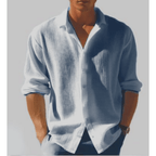 Men’s Long Sleeve Relaxed Fit Shirt - Waffle Textured Linen - Nalani - Fashion Clothing and Decor