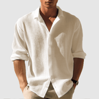Men’s Long Sleeve Relaxed Fit Shirt - Waffle Textured Linen - Nalani - Fashion Clothing and Decor