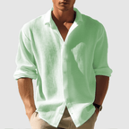 Men’s Long Sleeve Relaxed Fit Shirt - Waffle Textured Linen - Nalani - Fashion Clothing and Decor