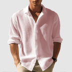 Men’s Long Sleeve Relaxed Fit Shirt - Waffle Textured Linen - Nalani - Fashion Clothing and Decor