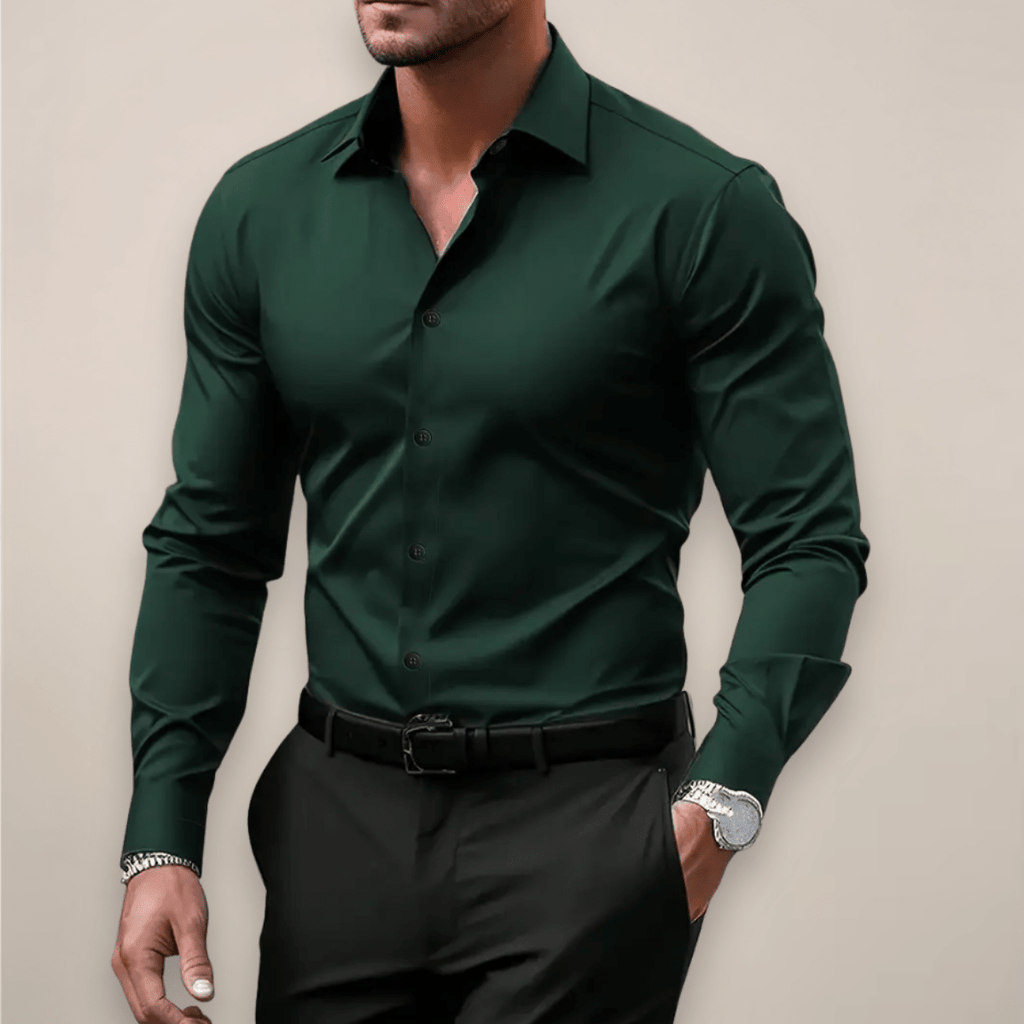 Men’s Long-Sleeve Shirt – Classic Notched Collar, Versatile Smart Style - Nalani - Fashion Clothing and Decor