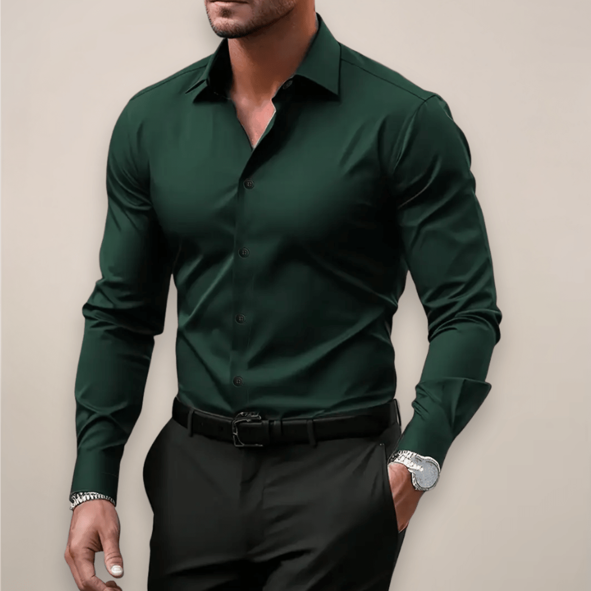 Men’s Long-Sleeve Shirt – Classic Notched Collar, Versatile Smart Style - Nalani - Fashion Clothing and Decor