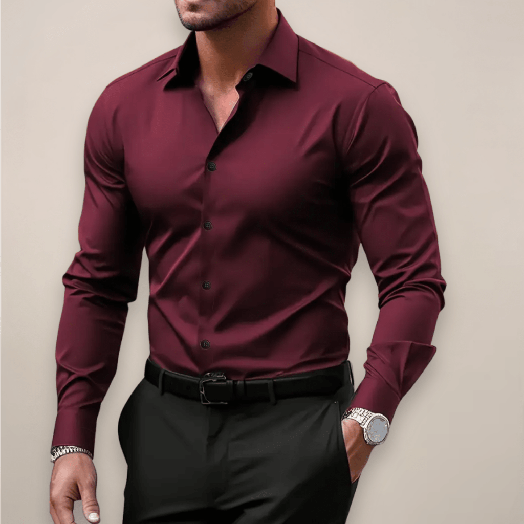 Men’s Long-Sleeve Shirt – Classic Notched Collar, Versatile Smart Style - Nalani - Fashion Clothing and Decor