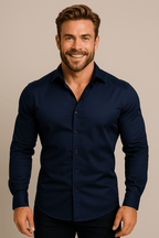 Men’s Long-Sleeved Shirt – Classic Structured Fit with Wrinkle-Free Finish - Nalani - Fashion Clothing and Decor