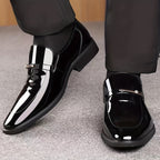 Men’s Patent Leather Loafers - Pointed Toe Smart Slip-On Shoes - Nalani - Fashion Clothing and Decor