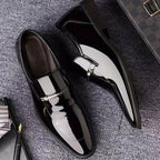 Men’s Patent Leather Loafers - Pointed Toe Smart Slip-On Shoes - Nalani - Fashion Clothing and Decor