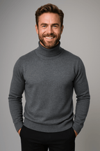 Mens Polo Jumper With Roll Neck For Smart Casual And Evening - Nalani - UK Fashion Clothing and Decor