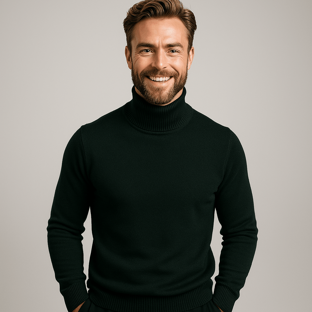 Mens Polo Jumper With Roll Neck For Smart Casual And Evening - Nalani - UK Fashion Clothing and Decor