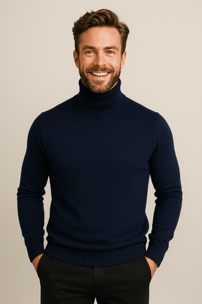 Mens Polo Jumper With Roll Neck For Smart Casual And Evening - Nalani - UK Fashion Clothing and Decor