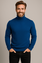 Mens Polo Jumper With Roll Neck For Smart Casual And Evening - Nalani - UK Fashion Clothing and Decor
