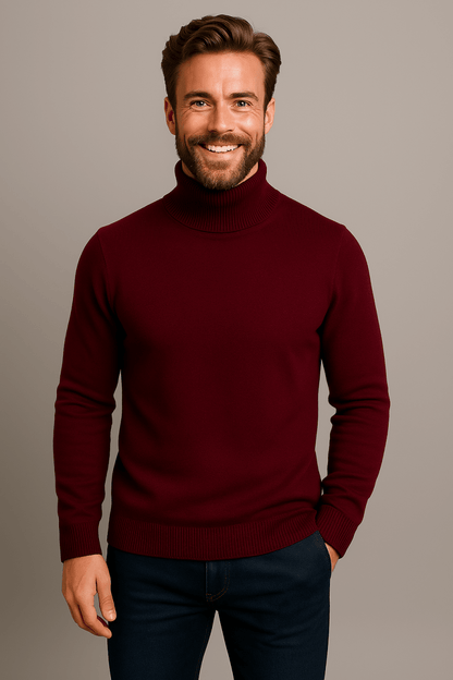 Mens Polo Jumper With Roll Neck For Smart Casual And Evening - Nalani - UK Fashion Clothing and Decor