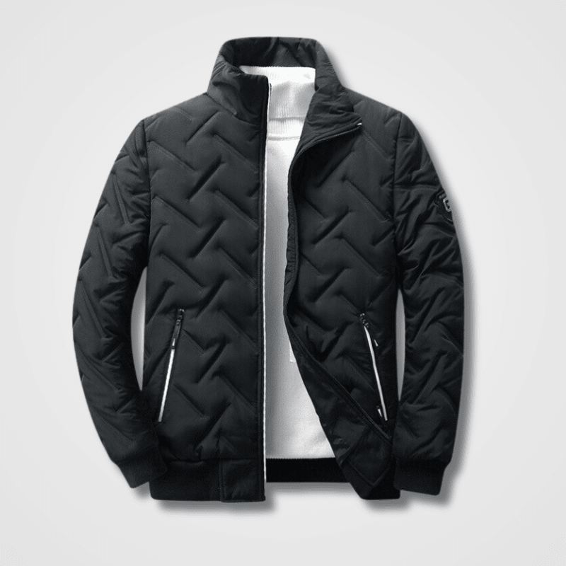 Mens Quilted Bomber Jacket With High Collar And Zip Pockets - Nalani - UK Fashion Clothing and Decor