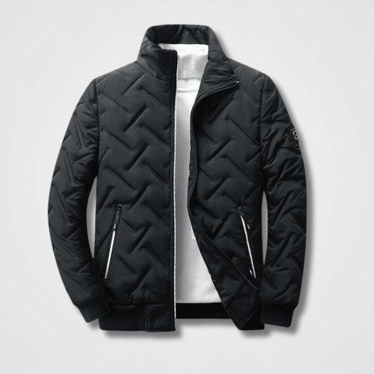 Mens Quilted Bomber Jacket With High Collar And Zip Pockets - Nalani - UK Fashion Clothing and Decor
