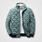 Mens Quilted Bomber Jacket With High Collar And Zip Pockets - Nalani - UK Fashion Clothing and Decor