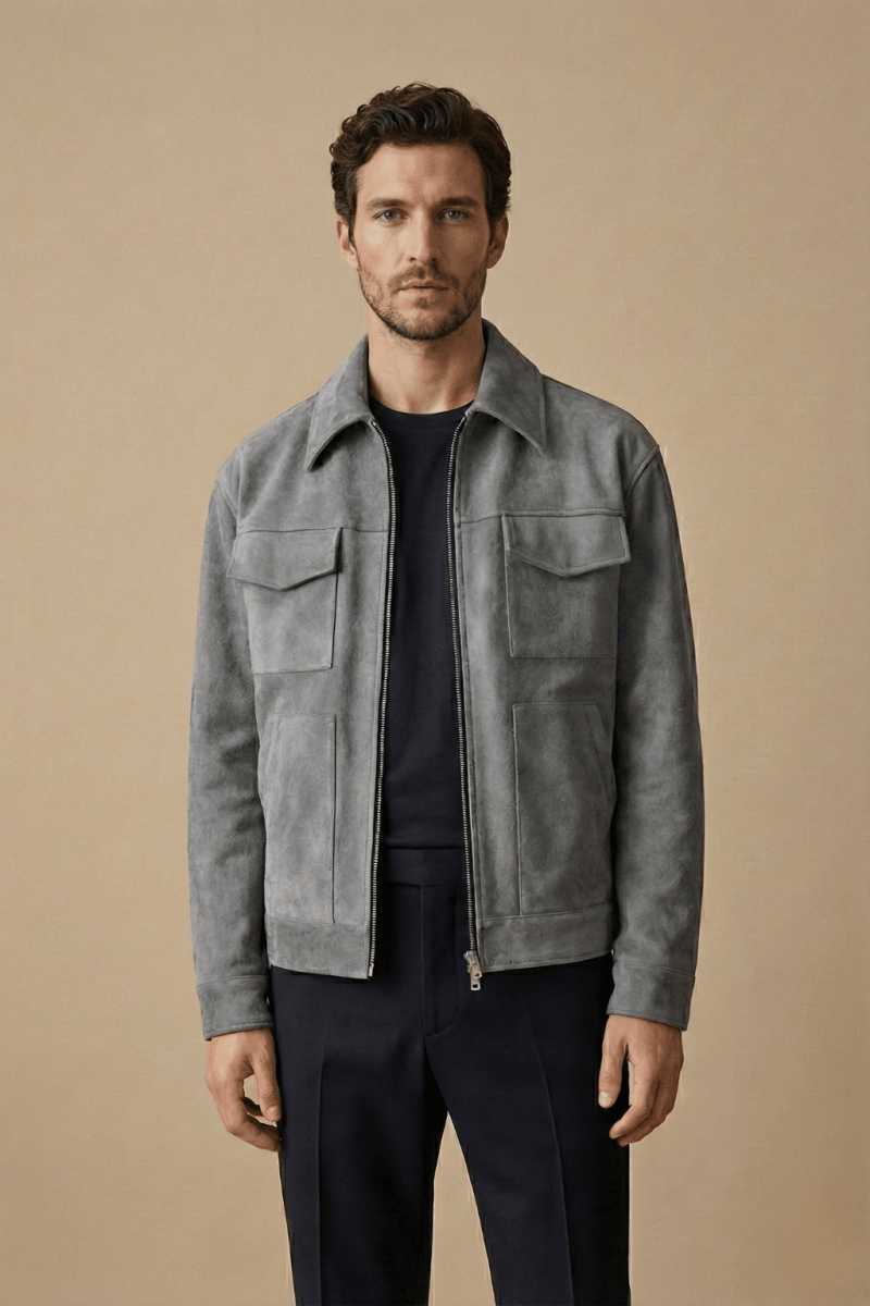Men's Relaxed - Fit Zip Jacket With Utility Pockets Everyday Wear - Nalani - UK Fashion Clothing and Decor