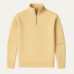 Mens Ribbed Half Zip Jumper With Stand Collar Warm Knit Layer - Nalani - UK Fashion Clothing and Decor