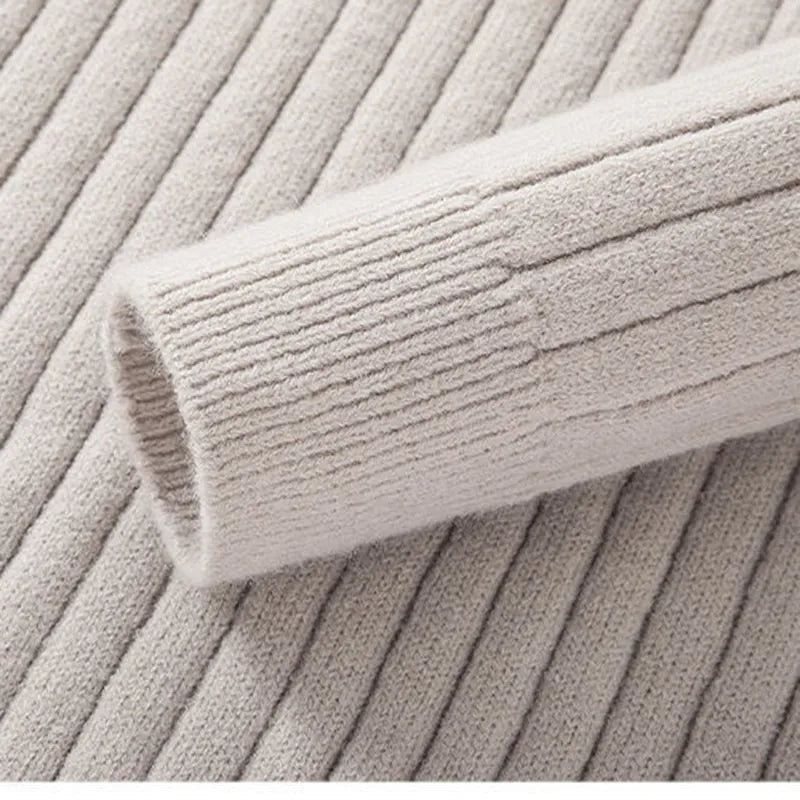 Mens Ribbed Half Zip Sweater in Neutral Tones for Versatile Style - Nalani - UK Fashion Clothing and Decor
