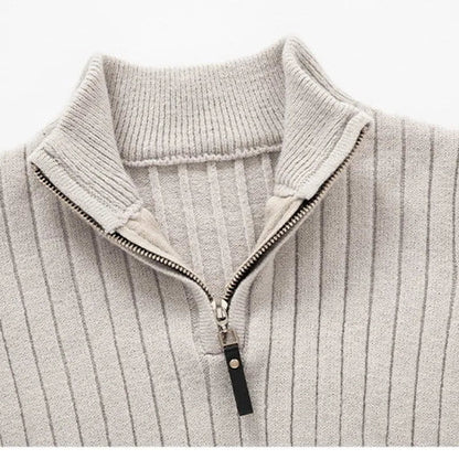 Mens Ribbed Half Zip Sweater in Neutral Tones for Versatile Style - Nalani - UK Fashion Clothing and Decor