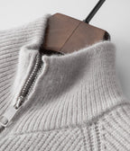 Mens Ribbed Zip Through Cardigan Funnel Neck Sweater - Nalani - UK Fashion Clothing and Decor