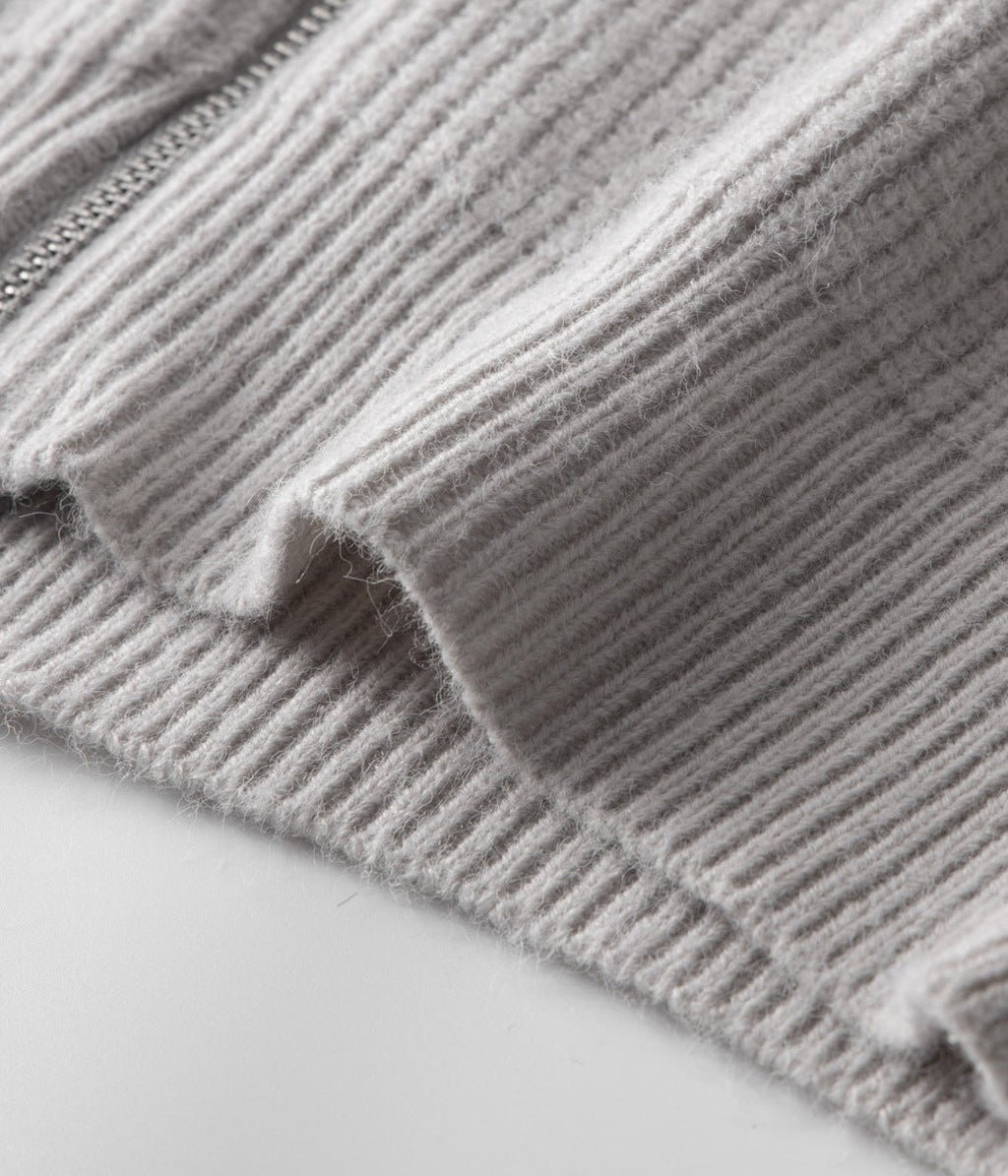 Mens Ribbed Zip Through Cardigan Funnel Neck Sweater - Nalani - UK Fashion Clothing and Decor