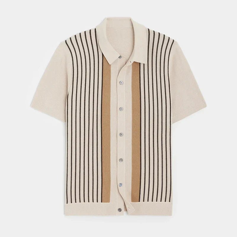 Mens Short Sleeve Striped Polo Shirt Spring Summer Casual Essential - Nalani - UK Fashion Clothing and Decor