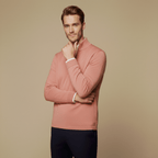 Men's Slim Fit Quarter Zip Sweater Stand Collar Ribbed Hem - Nalani - UK Fashion Clothing and Decor