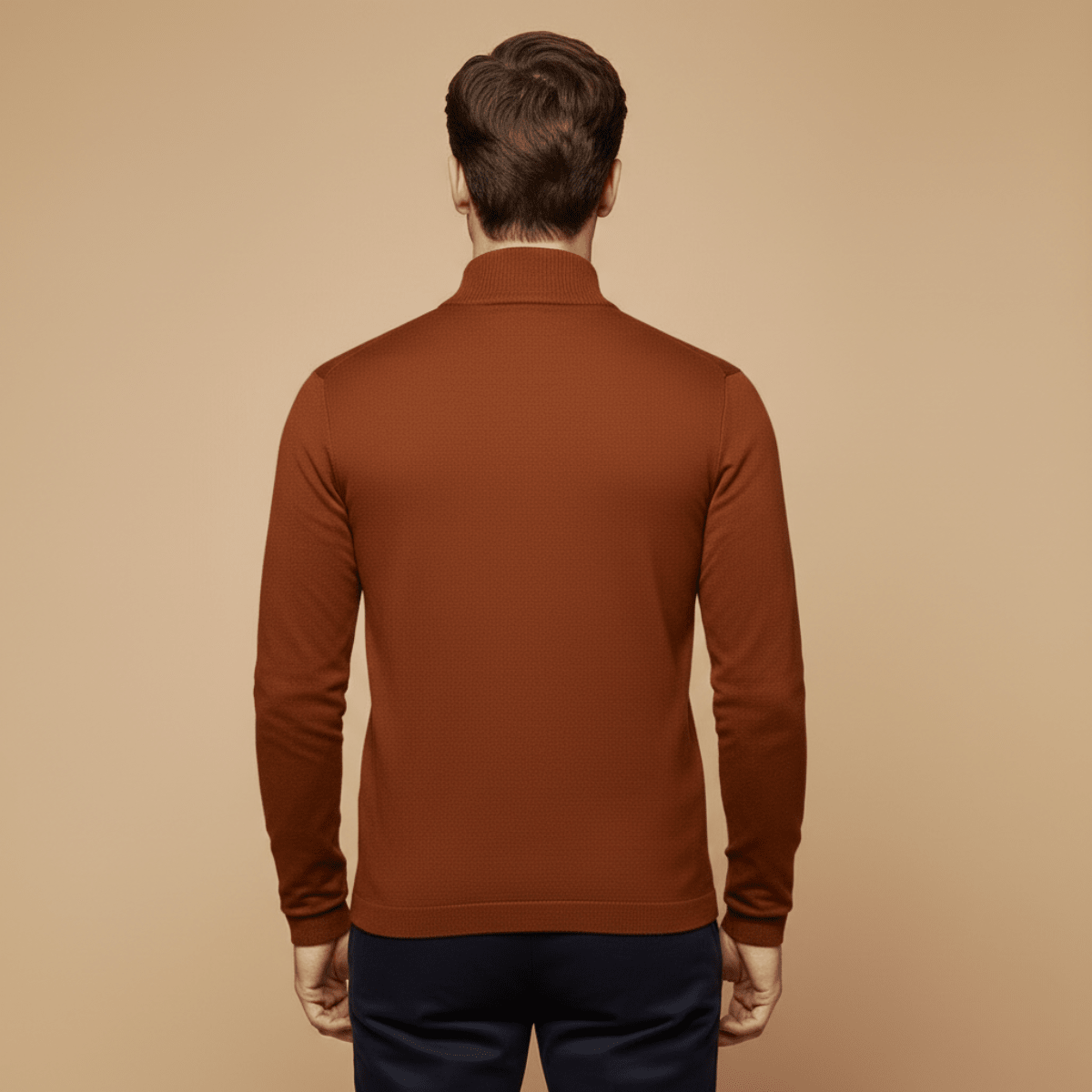 Men's Slim Fit Quarter Zip Sweater Stand Collar Ribbed Hem - Nalani - UK Fashion Clothing and Decor