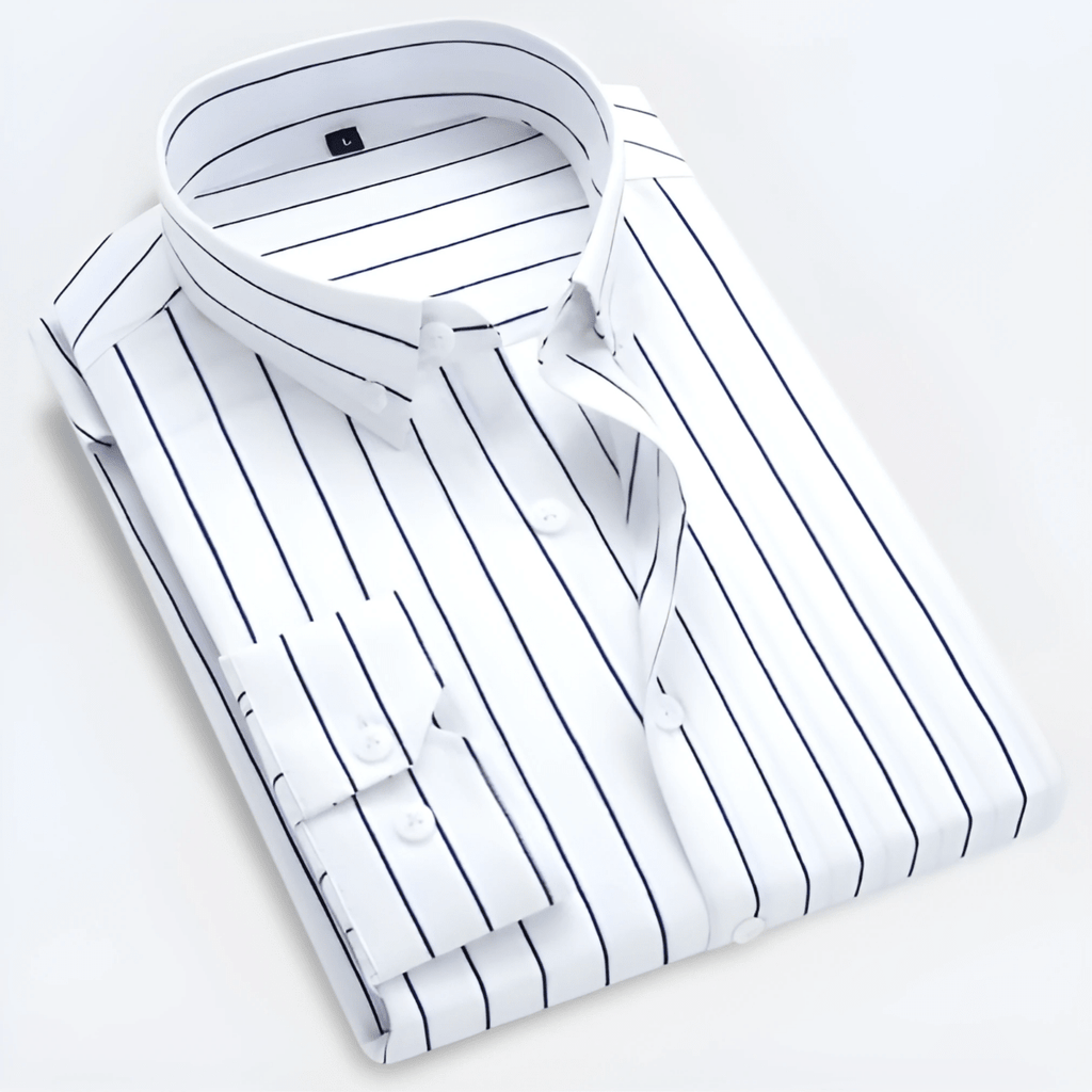 Men’s Striped Long Sleeve Shirt – Smart Casual Button-Up in Multiple Colours - Nalani - Fashion Clothing and Decor