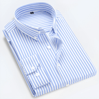 Men’s Striped Long Sleeve Shirt – Smart Casual Button-Up in Multiple Colours - Nalani - Fashion Clothing and Decor
