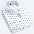 Men’s Striped Long Sleeve Shirt – Smart Casual Button-Up in Multiple Colours - Nalani - Fashion Clothing and Decor