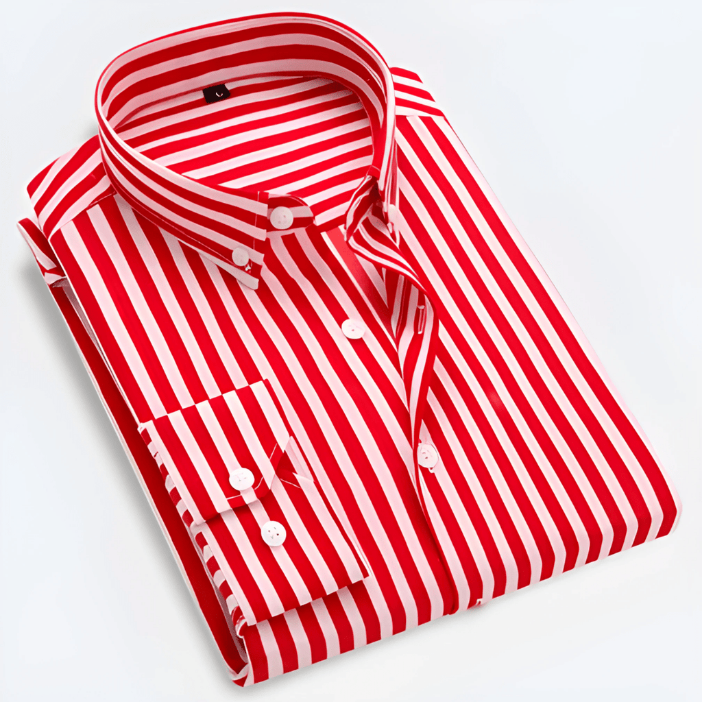 Men’s Striped Long Sleeve Shirt – Smart Casual Button-Up in Multiple Colours - Nalani - Fashion Clothing and Decor