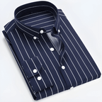 Men’s Striped Long Sleeve Shirt – Smart Casual Button-Up in Multiple Colours - Nalani - Fashion Clothing and Decor