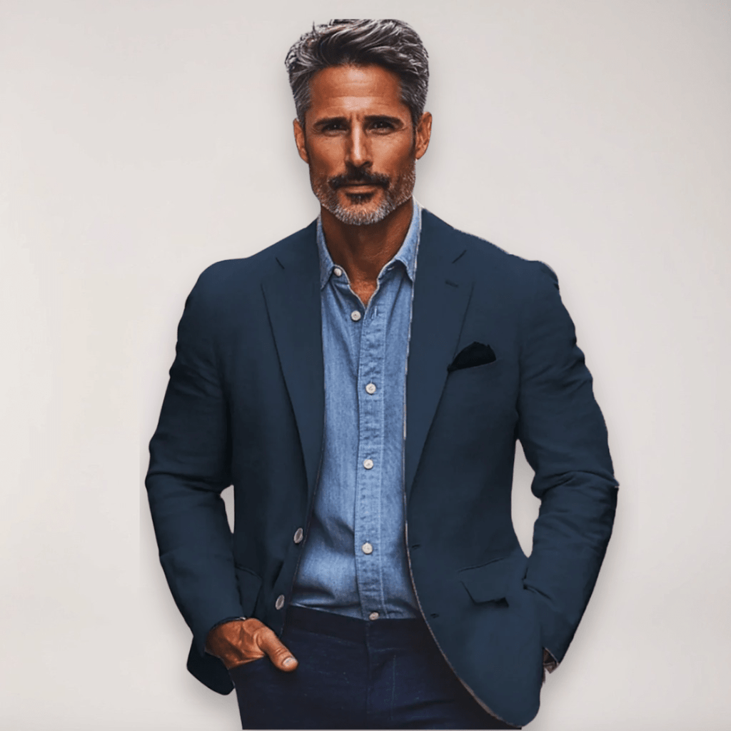 Mens Tailored Blazer Smart Casual Jacket Beige Navy Grey - Nalani - UK Fashion Clothing and Decor