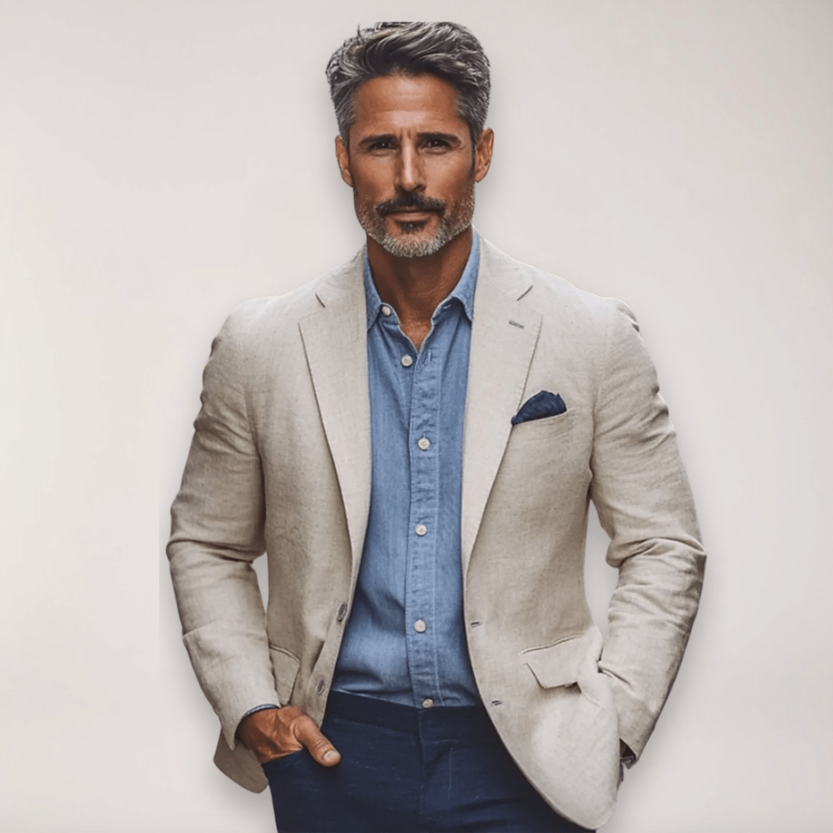 Mens Tailored Blazer Smart Casual Jacket Beige Navy Grey - Nalani - UK Fashion Clothing and Decor