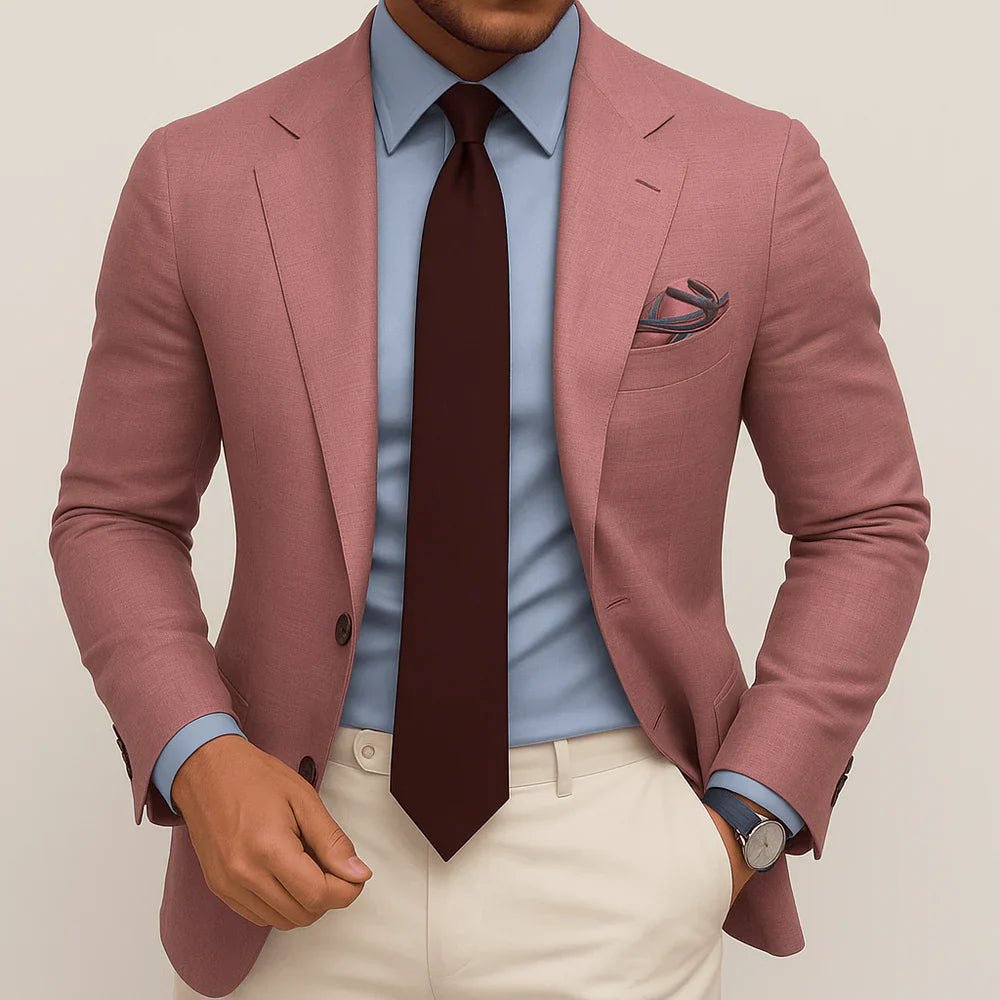 Men's Tailored Blazer With Blue Check Pattern Formal Suit Jacket - Nalani - UK Fashion Clothing and Decor