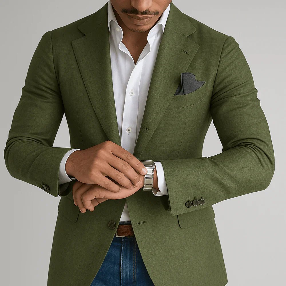 Men's Tailored Blazer With Blue Check Pattern Formal Suit Jacket - Nalani - UK Fashion Clothing and Decor