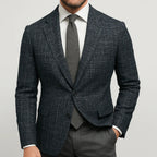 Men's Tailored Blazer With Blue Check Pattern Formal Suit Jacket - Nalani - UK Fashion Clothing and Decor