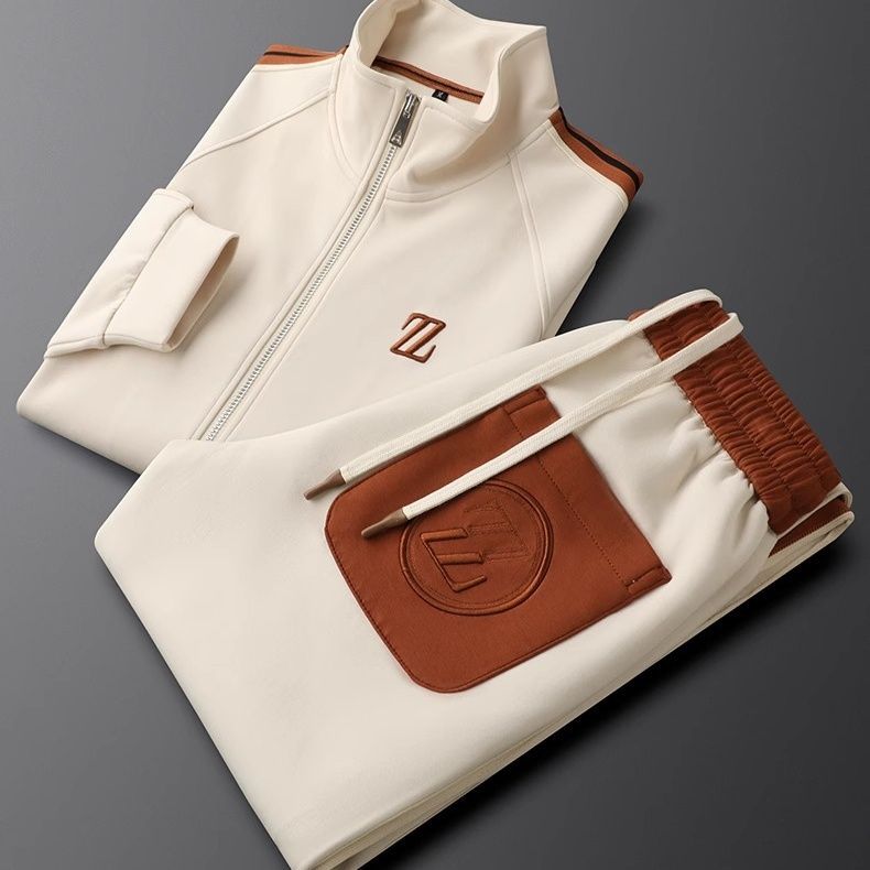 Men's Two Piece Zip Jacket Tracksuit Set With Side Stripe Joggers - Nalani - UK Fashion Clothing and Decor