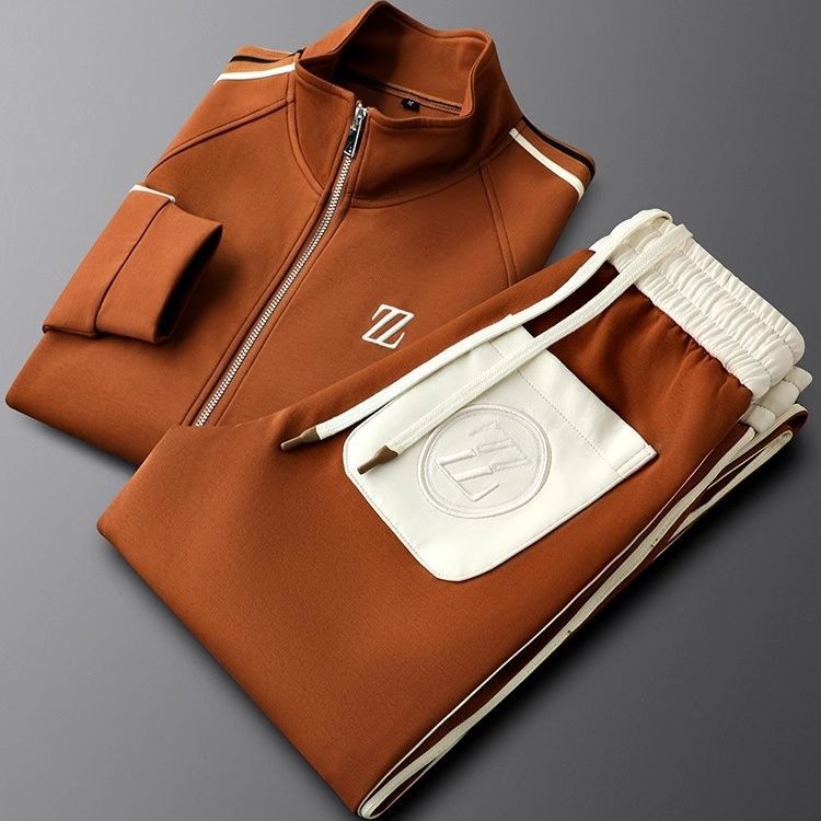 Men's Two Piece Zip Jacket Tracksuit Set With Side Stripe Joggers - Nalani - UK Fashion Clothing and Decor