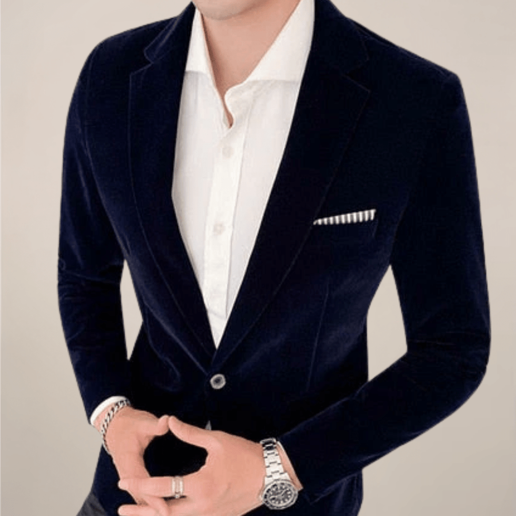 Mens Velvet Blazer Slim Fit Evening Jacket With Lapels - Nalani - UK Fashion Clothing and Decor