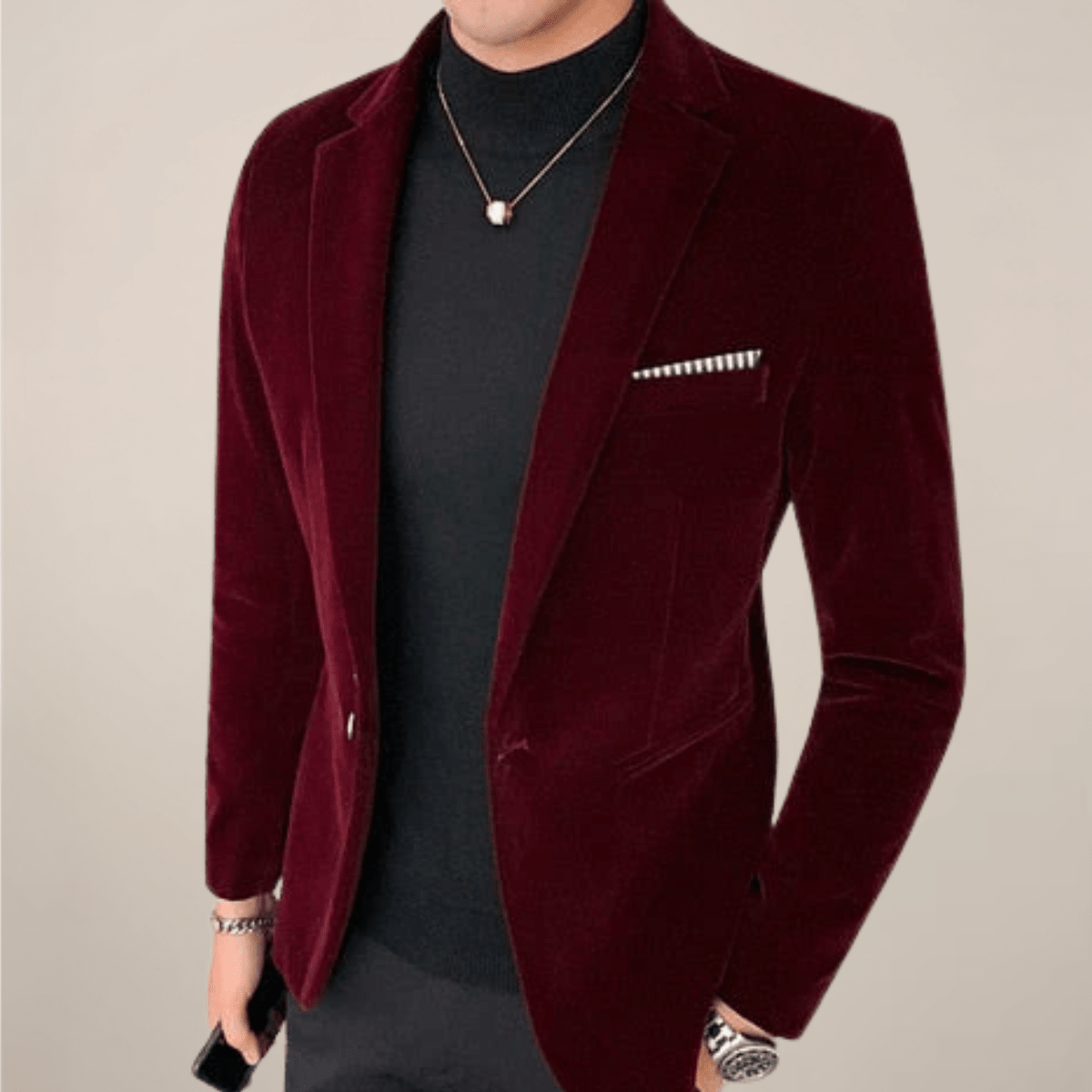 Mens Velvet Blazer Slim Fit Evening Jacket With Lapels - Nalani - UK Fashion Clothing and Decor