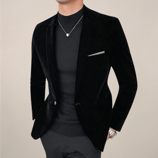 Mens Velvet Blazer Slim Fit Evening Jacket With Lapels - Nalani - UK Fashion Clothing and Decor