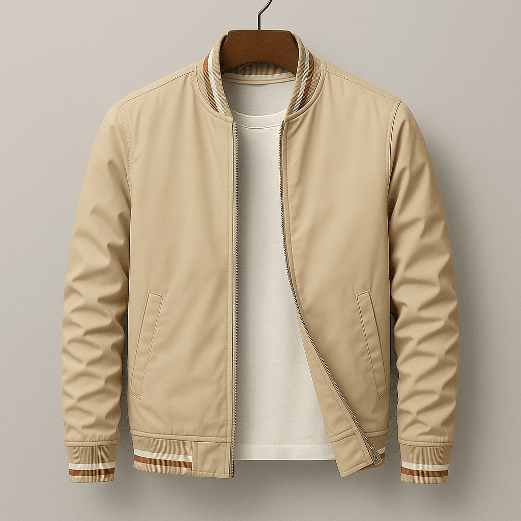 Mens Zip Front Bomber Jacket With Ribbed Collar Front Pockets - Nalani - UK Fashion Clothing and Decor