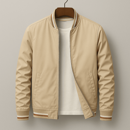 Mens Zip Front Bomber Jacket With Ribbed Collar Front Pockets - Nalani - UK Fashion Clothing and Decor