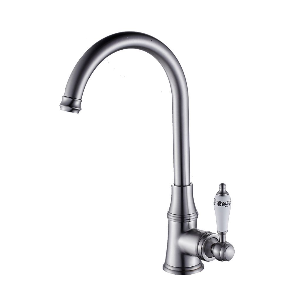 Metal Kitchen Faucet Single Hole Contemporary Chrome Finish - Nalani - UK Fashion Clothing and Decor