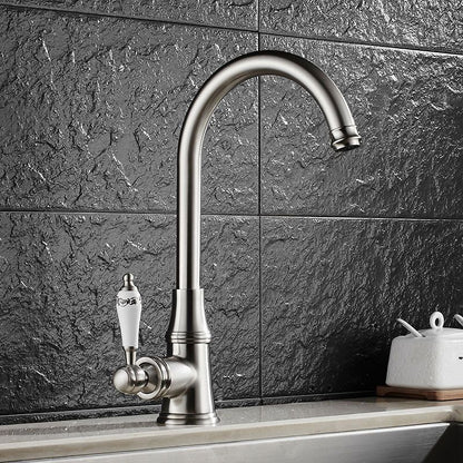 Metal Kitchen Faucet Single Hole Contemporary Chrome Finish - Nalani - UK Fashion Clothing and Decor