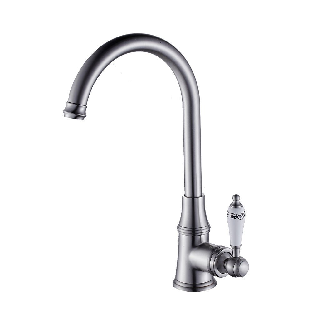 Metal Kitchen Faucet Single Hole Contemporary Chrome Finish - Nalani - UK Fashion Clothing and Decor