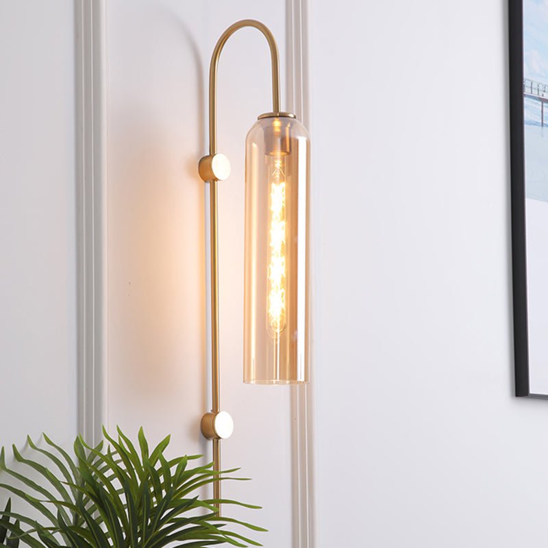Mid Century Gooseneck Wall Light With Flute Glass Shade - Nalani - UK Fashion Clothing and Decor