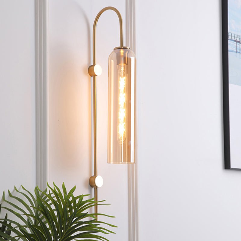 Mid Century Gooseneck Wall Light With Flute Glass Shade - Nalani - UK Fashion Clothing and Decor